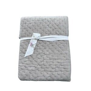 Pottery Barn Cotton Melange Quilted bed pillow cover Sham King 20x36 Eucalyptus